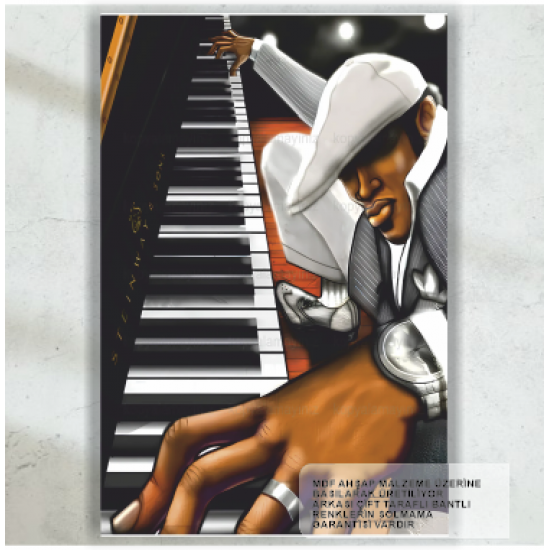 jazz soul blues müzik piyano çalan müzisyen ev dekorasyon tablo retro ahşap poster