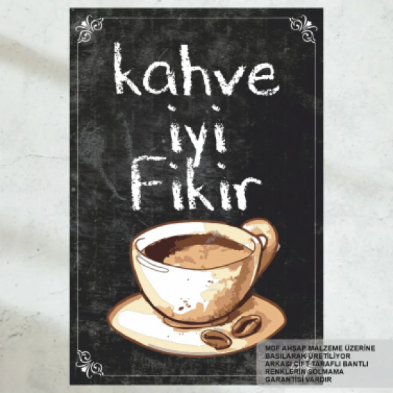 kahve iyi fikir ev mutfak kafe dekorasyon tablo retro ahşap poster