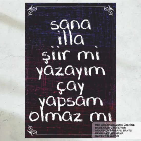 çay sözleri komik esprili duvar yazıları ev kafe mutfak dekorasyon tablo retro ahşap poster