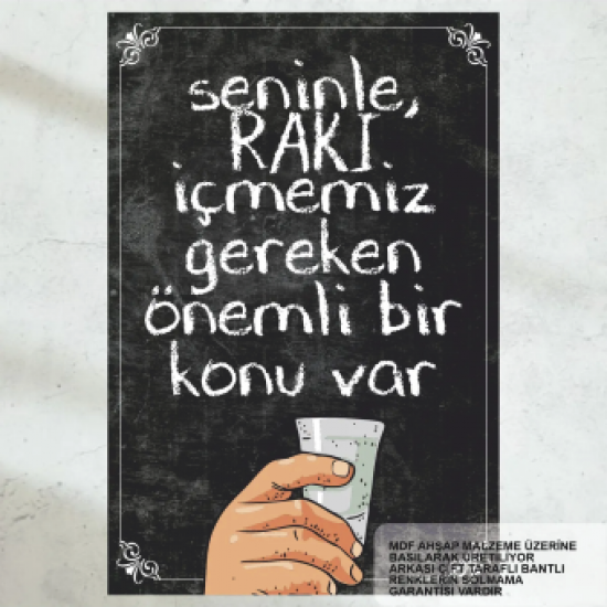 rakı muhabbeti rakı sözler komik eğlenceli sözler duvar yazıları retro ahşap poster