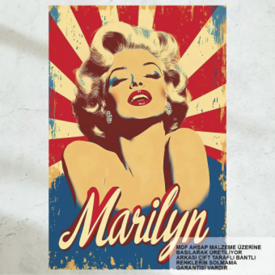  marilyn monroe hollywood amerika sineması popart retro ahşap poster