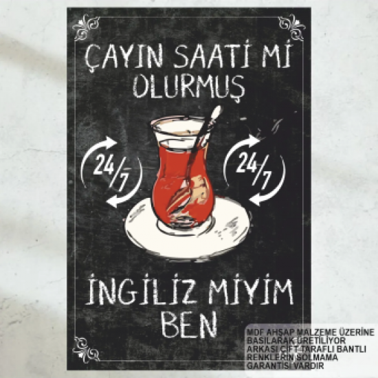 çay saati komik esprili çay sözleri duvar yazıları retro ahşap poster tablo
