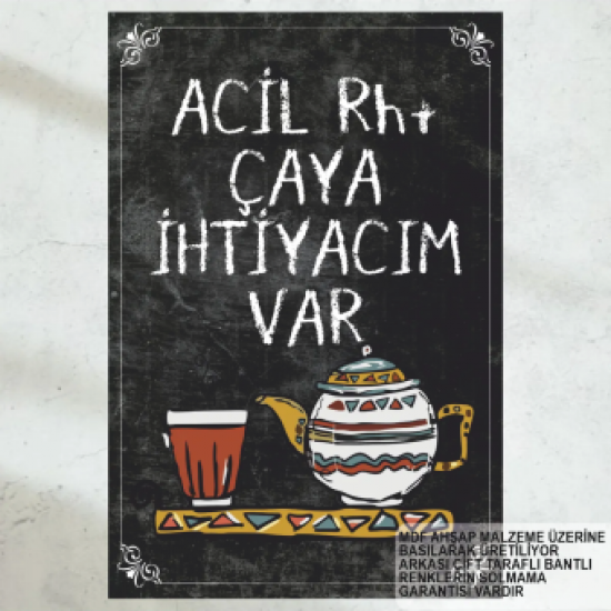  komik esprili güzel çay sözleri ev mutfak kafe dekorasyon tablo retro ahşap poster