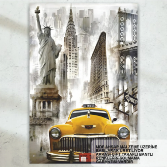 new york amerika özgürlük anıtı turistik gezi posteri retro ahşap poster tablo