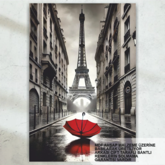 fransa paris sokak eyfel kulesi nostaljik dekorasyon retro ahşap poster tablo