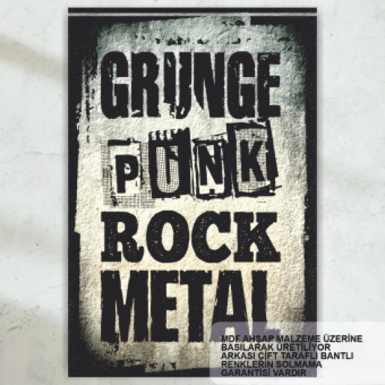 grunge punk rock metal müzik ev dekroasyon tablo retro ahşap poster