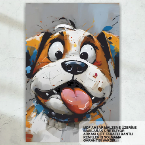 sevimli şapşik köpek ev çocuk odası dekorasyon tablo retro ahşap poster
