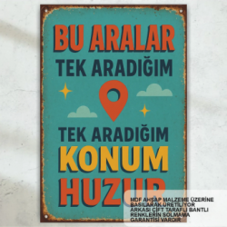 tek aradığım konum huzur komik esprili sözler duvar yazıları retro ahşap poster