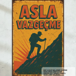 asla vazgeçme kişisel gelişim motivasyon psikoloji sözleri duvar yazıları retro ahşap poster tablo