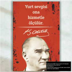 Mustafa Kemal Atatürk sözleri Yurt Sevgisi retro ahşap poster