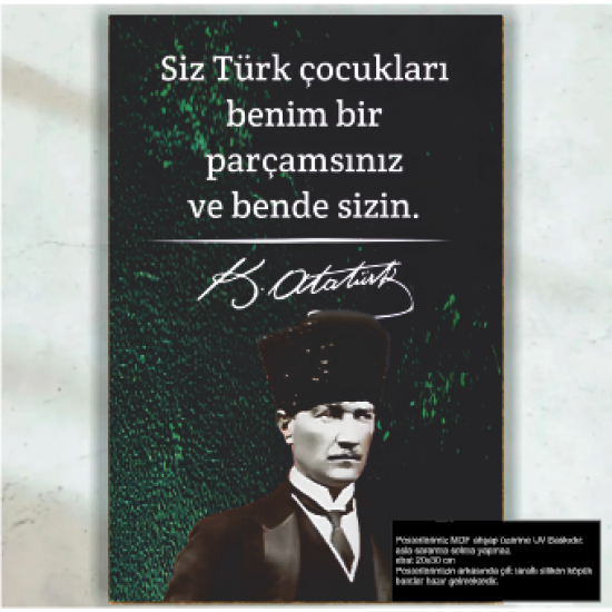 Mustafa Kemal Atatürk sözleri Türk Çocukları retro ahşap poster tablo Mustafa Kemal Atatürk sözleri Türk Çocukları retro ahşap poster tablo