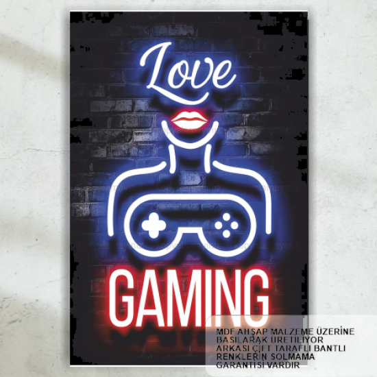 love gaming pc konsol mobil oyun ev dekorasyon tablo retro ahşap poster