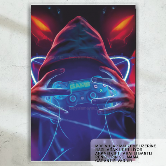 pc ps mobil oyuncu gamer oyun konsolu ev dekorasyon tablo retro ahşap poster 