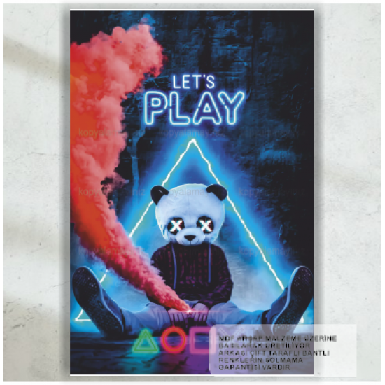 tekrar oyna panda gamer pc konsol mobil oyun ev dekorasyon tablo retro ahşap poster