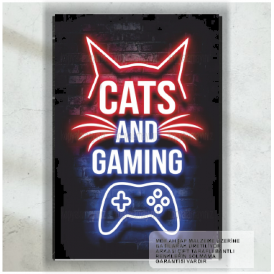kediler ve oyun gamer oyuncu ps pc mobil oyun ev dekorasyon